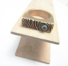 Load image into Gallery viewer, Woodgrain Gemstone Ring with Cubic Zirconia