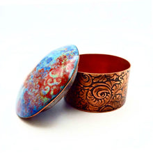 Load image into Gallery viewer, Paisley Floral Copper Enamel Container
