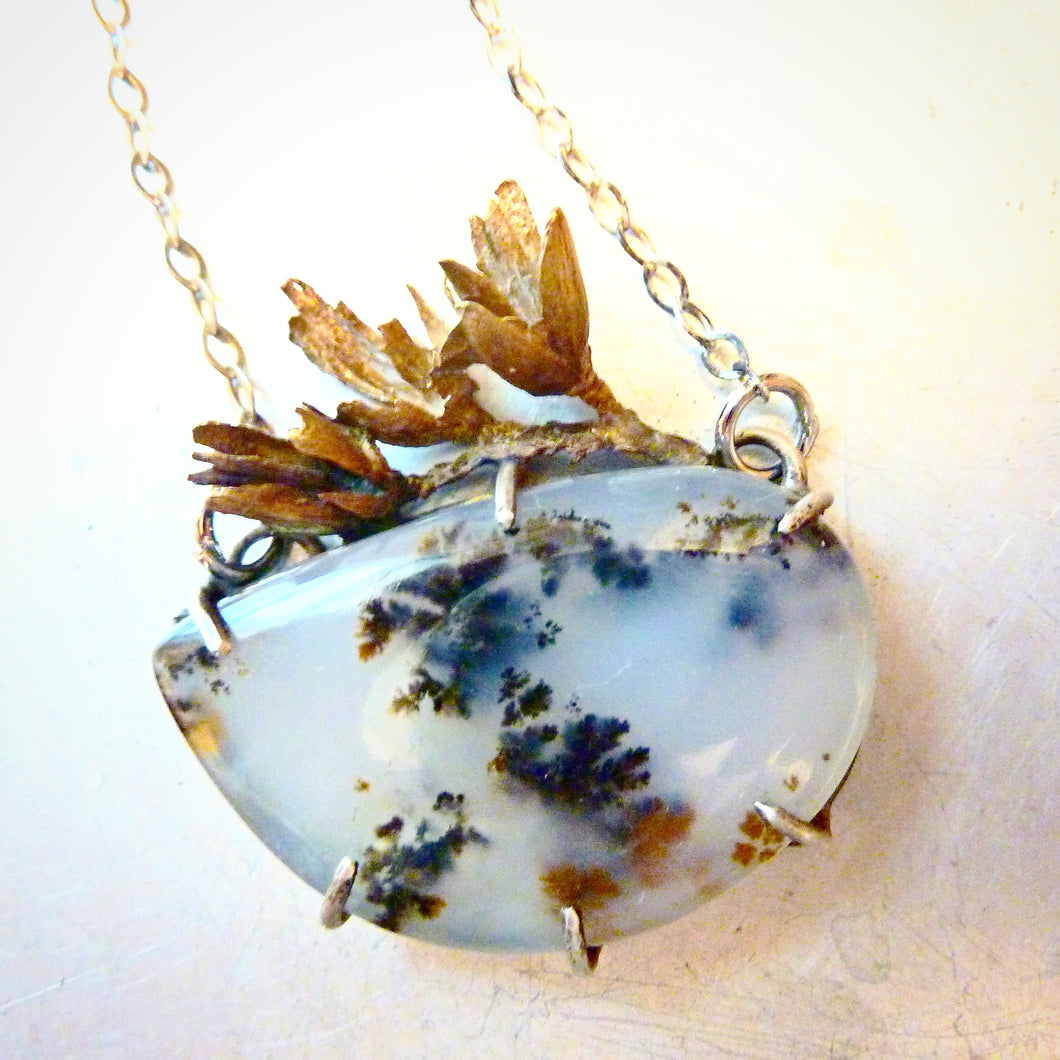 Dendritic Agate Wildflower Pendant