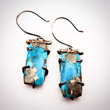 Load image into Gallery viewer, Turquoise and Pyrite Twig Earrings
