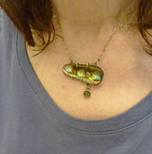 Load image into Gallery viewer, Abalone Shell and Labradorite Dangle Necklace, Mariner&#39;s Necklace
