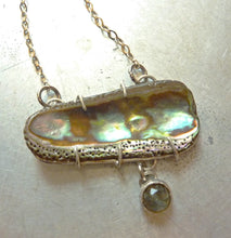 Load image into Gallery viewer, Abalone Shell and Labradorite Dangle Necklace, Mariner&#39;s Necklace
