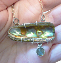 Load image into Gallery viewer, Abalone Shell and Labradorite Dangle Necklace, Mariner&#39;s Necklace
