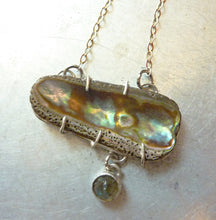 Load image into Gallery viewer, Abalone Shell and Labradorite Dangle Necklace, Mariner&#39;s Necklace
