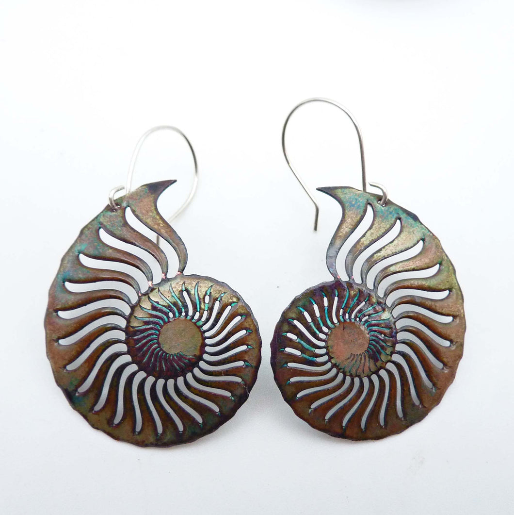 Ammonite Enamel Earrings