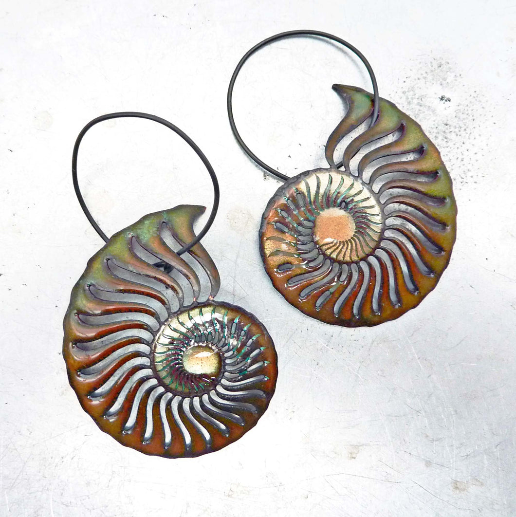 Ammonite Enamel Earrings