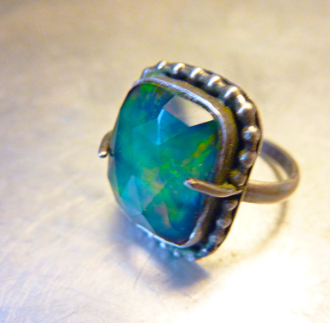 Aurora Opal Beaded Ring, Size 8 1/2