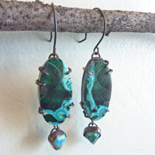 Load image into Gallery viewer, Tidepool Earrings, Azurite Malachite Earrings With Arizona Turquoise Diamonds
