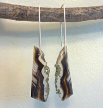 Load image into Gallery viewer, Banded Agate Druzy Hoop Earrings
