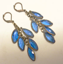 Load image into Gallery viewer, Cascading Leaves Earrings in Deep Blue Crystal
