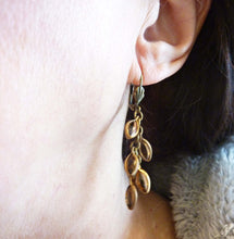 Load image into Gallery viewer, Cascading Leaves Earrings, Smokey Topaz Leaf Earrings
