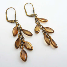 Load image into Gallery viewer, Cascading Leaves Earrings, Smokey Topaz Leaf Earrings

