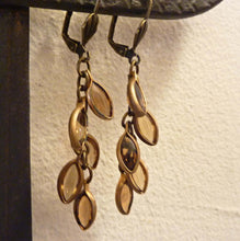 Load image into Gallery viewer, Cascading Leaves Earrings, Smokey Topaz Leaf Earrings
