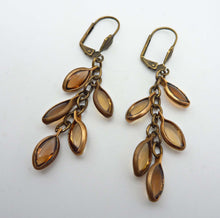 Load image into Gallery viewer, Cascading Leaves Earrings, Smokey Topaz Leaf Earrings
