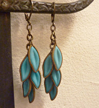 Load image into Gallery viewer, Cascading Leaves Earrings in Turquoise Blue
