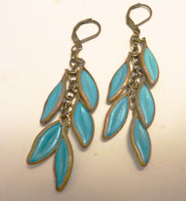 Load image into Gallery viewer, Cascading Leaves Earrings in Turquoise Blue
