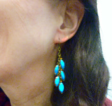 Load image into Gallery viewer, Cascading Leaves Earrings in Turquoise
