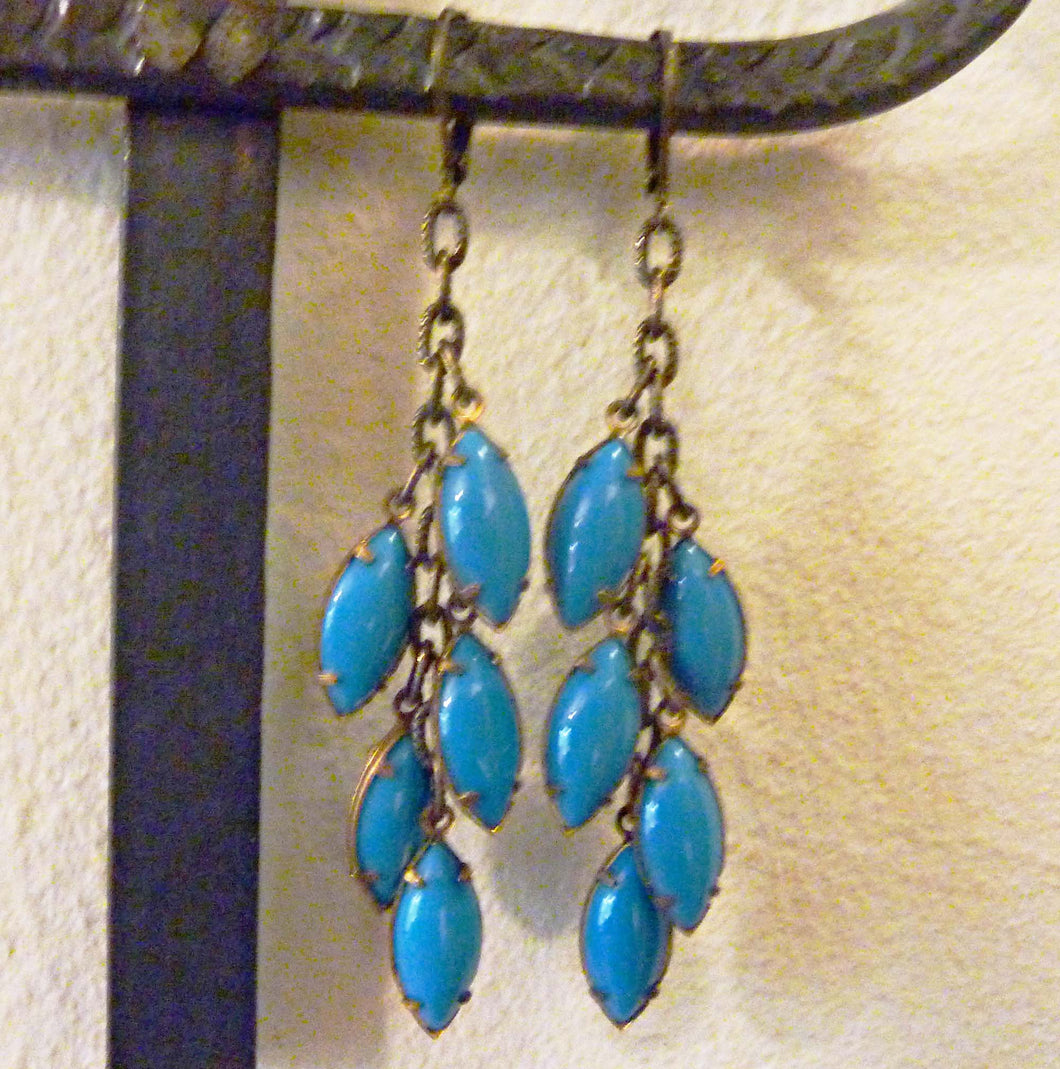 Cascading Leaves Earrings in Turquoise