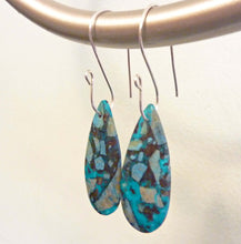Load image into Gallery viewer, Chrysocholla Mosaic Teardrop Hoop Earrings
