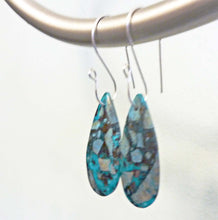 Load image into Gallery viewer, Chrysocholla Mosaic Teardrop Hoop Earrings
