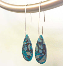 Load image into Gallery viewer, Chrysocholla Mosaic Teardrop Hoop Earrings
