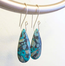 Load image into Gallery viewer, Chrysocholla Mosaic Teardrop Hoop Earrings
