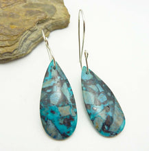 Load image into Gallery viewer, Chrysocholla Mosaic Teardrop Hoop Earrings
