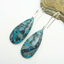 Load image into Gallery viewer, Chrysocholla Mosaic Teardrop Hoop Earrings
