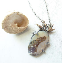 Load image into Gallery viewer, Dendritic Agate Wildflower Wing Pendant, One of A Kind
