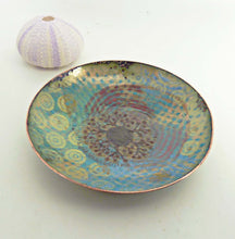 Load image into Gallery viewer, Whirlwind Enamel Bowl, Hand Forged and Enameled Copper, OOAK
