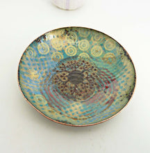 Load image into Gallery viewer, Whirlwind Enamel Bowl, Hand Forged and Enameled Copper, OOAK
