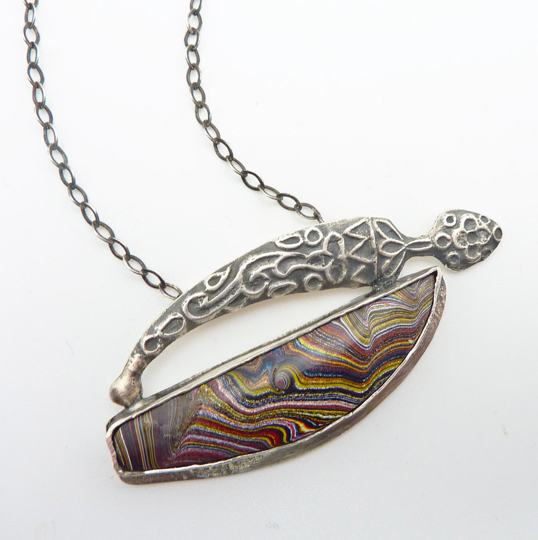 Fordite Saber Necklace, OOAK