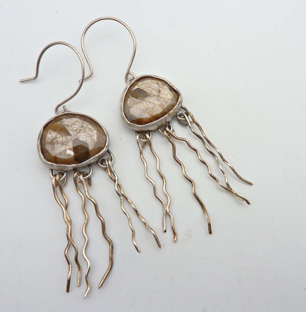 Golden Sapphire Jellyfish Earrings