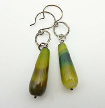 Load image into Gallery viewer, Green Agate Teardrop Earrings
