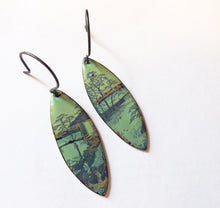 Load image into Gallery viewer, Japanese Landscape Earrings, Copper Glass Enamel
