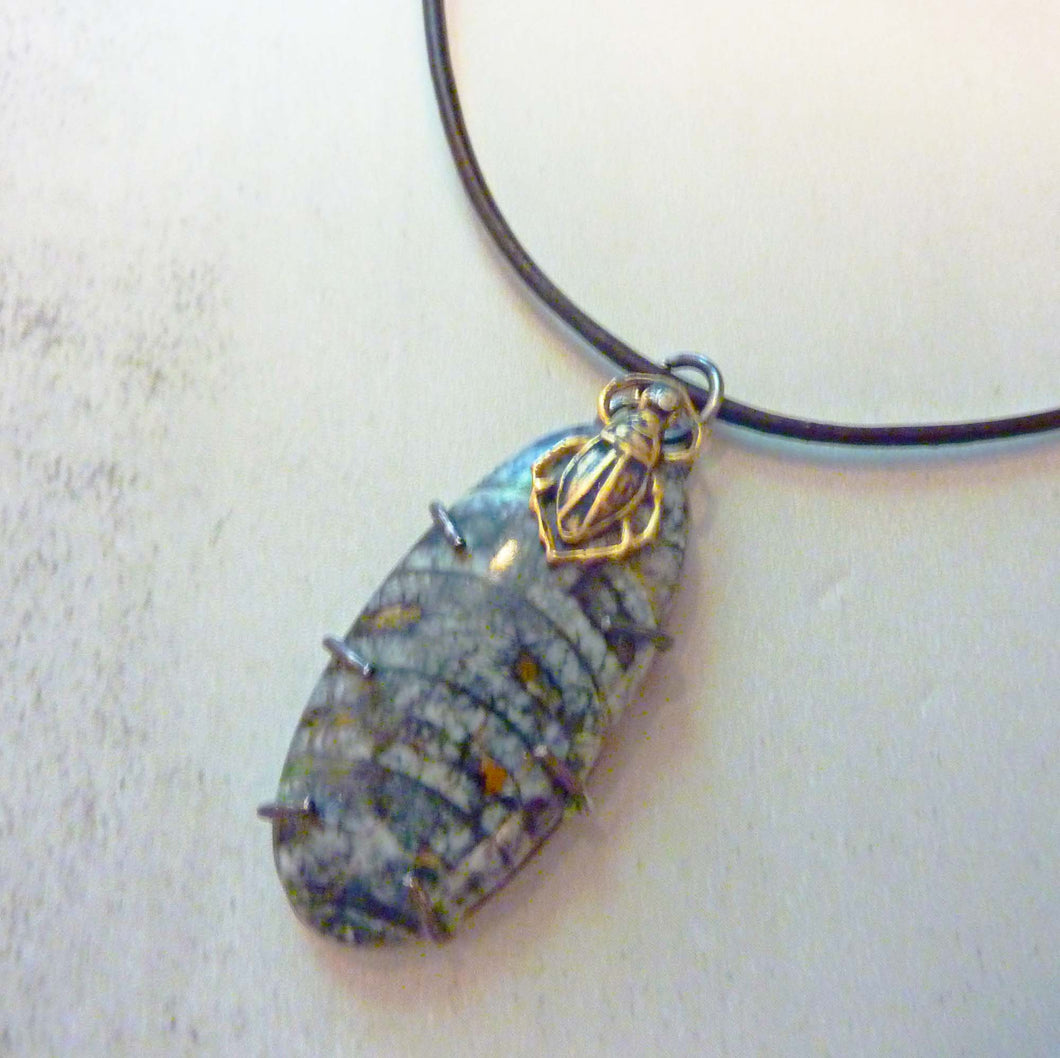 Orthoceras Fossil and Scarab Pendant