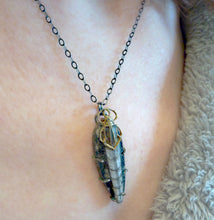 Load image into Gallery viewer, Orthoceras Fossil and Scarab Pendant
