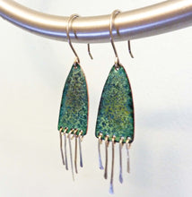 Load image into Gallery viewer, Green Marble Enamel Fringe Earrings

