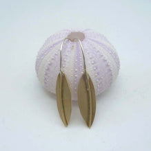 Load image into Gallery viewer, Brass Leaf Earrings, Sterling Silver Wires
