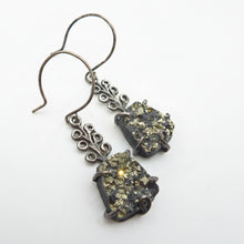 Load image into Gallery viewer, Pyrite in Slate Earrings
