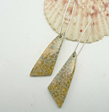 Load image into Gallery viewer, Fossil Coral Triangle Hoop Earrings
