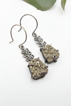 Load image into Gallery viewer, Pyrite in Slate Earrings
