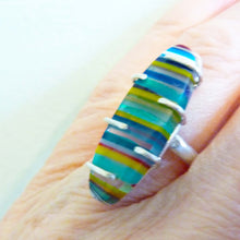 Load image into Gallery viewer, Surfite Sterling Silver Ring, Prong Setting, Striped Stone, OOAK
