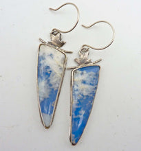 Load image into Gallery viewer, Bird on Branch Earrings, Plume Agate
