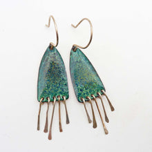 Load image into Gallery viewer, Green Marble Enamel Fringe Earrings
