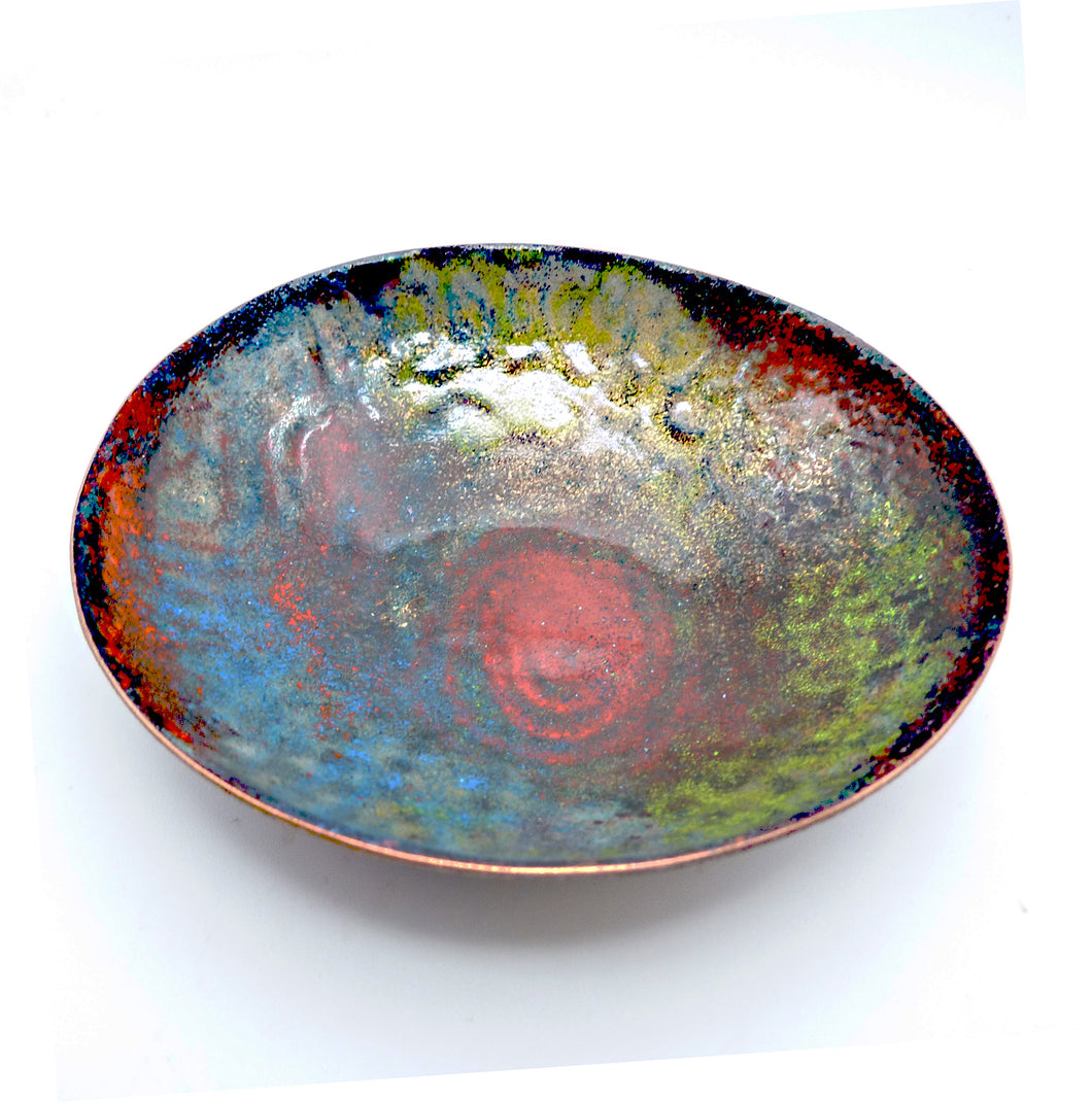 Rose Bowl, Enamel on Copper, OOAK