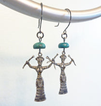 Load image into Gallery viewer, Snake Goddess Earrings with Turquoise
