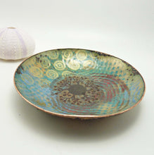 Load image into Gallery viewer, Whirlwind Enamel Bowl, Hand Forged and Enameled Copper, OOAK

