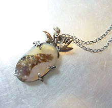 Load image into Gallery viewer, Dendritic Agate Wildflower Wing Pendant, One of A Kind
