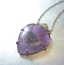 Load image into Gallery viewer, Trapiche Amethyst Eye Crystal Pendant, Prong Set Sterling Silver, Purple Stone, OOAK
